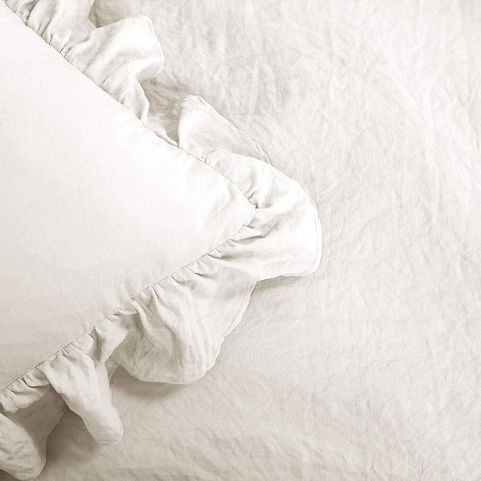 Lush Decor Reyna Ruffle Comforter Set - 3 Piece Cozy Ruffled Bedding Set - Timeless Elegance and Comfort for Dorm Room - Full/ Queen, White - LeafyLoom