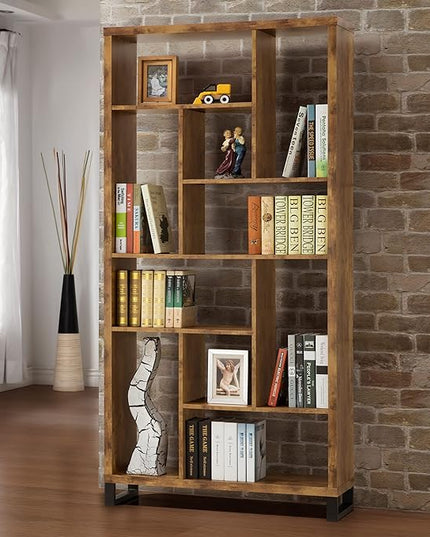 Coaster Home Furnishings Delwin 10-Shelf Bookcase Antique Nutmeg - LeafyLoom