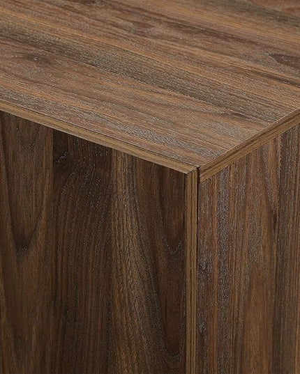 Walker Edison Liss Contemporary 4-Door Minimalist Sideboard, 70 Inch, Dark Walnut - LeafyLoom