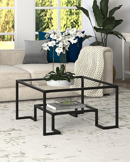 Henn&Hart 32" Wide Square Coffee Table in Satin Nickel, Modern coffee tables for living room, studio apartment essentials - LeafyLoom