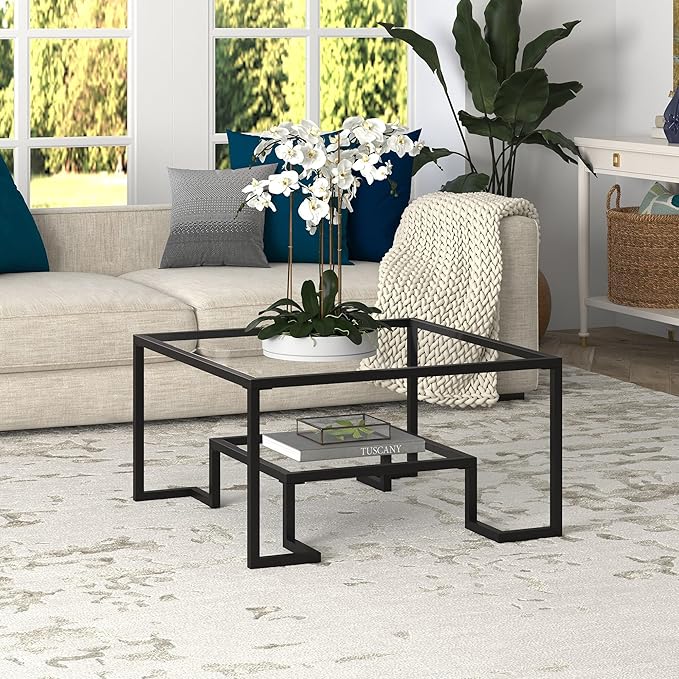 Henn&Hart 32" Wide Square Coffee Table in Satin Nickel, Modern coffee tables for living room, studio apartment essentials - LeafyLoom