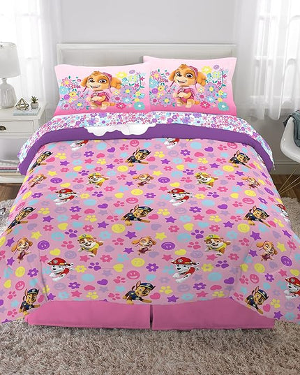 Franco Kids Bedding Super Soft Comforter and Sheet Set, 5 Piece Full Size, Paw Patrol Girls - LeafyLoom