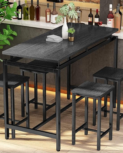 DKLGG Dinner Table Set for 4, Modern Kitchen Table and Chairs for 4 Wooden Top and Adjustable Metal Legs, Small Dining Room Table Set 5 Pieces Compact Design for Small Space - LeafyLoom