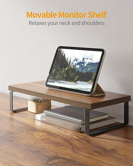BANTI L Shaped Desk with Shleves, 50.4 inch Large Corner Desk with Two Storage, Space Saving, Easy to Assemble, Brown - LeafyLoom