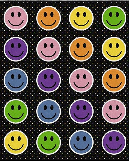 Flagship Carpets Smiley Seating (Seats 30) Classroom Area Rug or Educational Learning Mat, Kids Room or Playroom Carpet, 10'6" x 13'2", Black/Multi - LeafyLoom