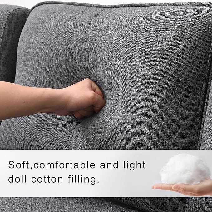 114" Modern Sofa, 4-seat Couch with Console, 2 Cupholders and 2 USB Ports Wired or Wirelessly Charged and 4 Pillows for Living Room, Apartment, 114.2inch, Dark Gray - LeafyLoom