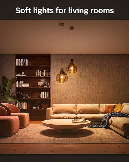 Philips Hue Smart Light Starter Kit - Includes (1) Bridge and (4) 75W A19 E26 LED Smart White Ambiance Bulbs - Control with App - Compatible with Alexa, Google Assistant, and Apple HomeKit PhilipsHue