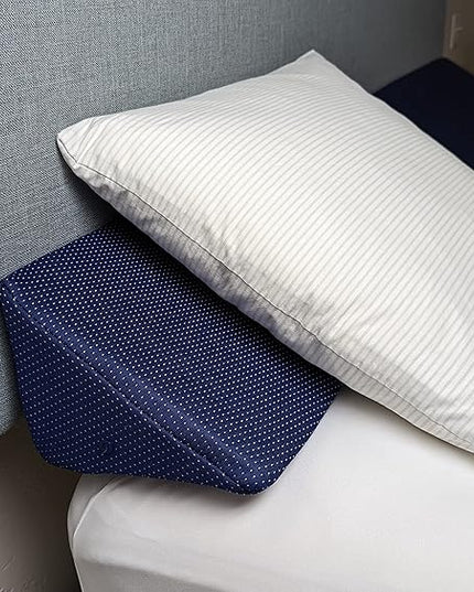 Insieme Queen Size Headboard Wedge Pillow (Blue) | Multi-Use Foam Bed Gap Filler for Covering Gaps Between Bed and Headboard or Wall (60x8x6x10 inch) - LeafyLoom
