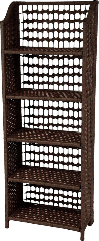 Oriental Furniture 53" Natural Fiber Shelving Unit - Mocha - LeafyLoom