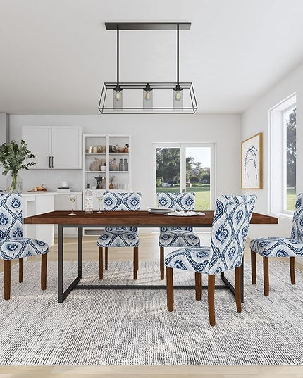 HomePop Classic Parsons Dining Chairs, Pack of 2, Blue Ikat Medallion Print - LeafyLoom