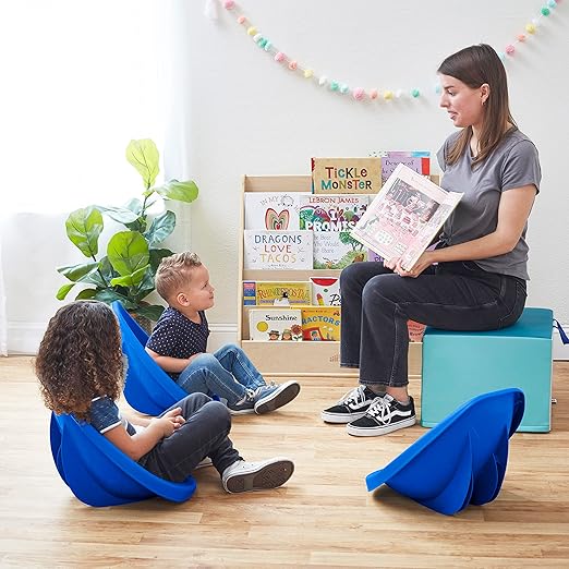 ECR4Kids Leaf Floor Seat, Rocker Chair, Blue, 6-Piece - LeafyLoom