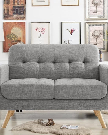 ROSEVERA Elena Contemporary Accent Armchair with Linen Upholstery Living Room Furniture, Gray - LeafyLoom