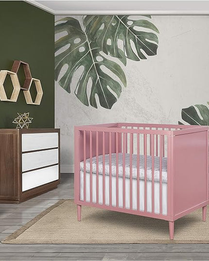 Lucas Mini Modern Crib with Rounded Spindles - LeafyLoom