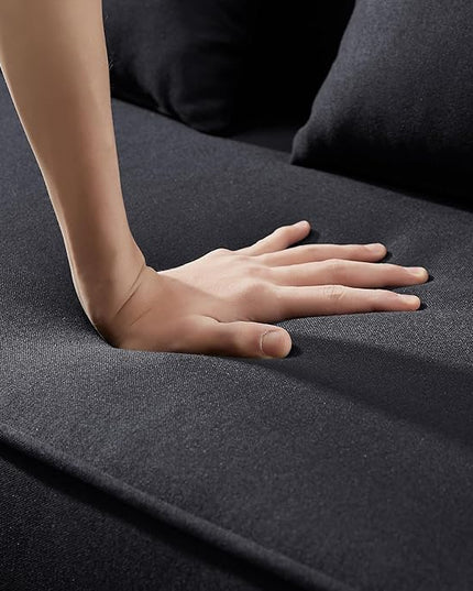 3-in-1 Linen Upholstered Sofabed Tufted Futon Loveseat Sofa Convertible Sleeper Couch Bed with Reclining Backrest and 2 Lumbar Pillows,Modern 2-Seaters Love Seat Daybed for Living Room - LeafyLoom