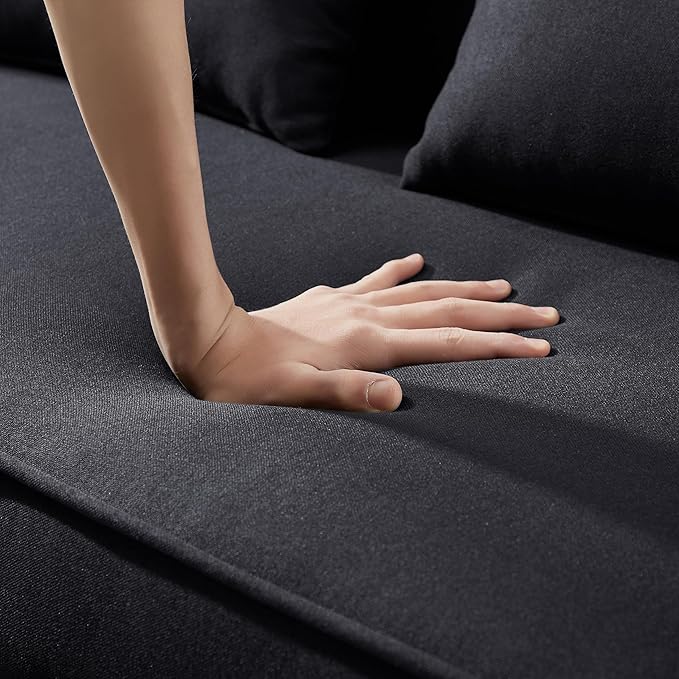 3-in-1 Linen Upholstered Sofabed Tufted Futon Loveseat Sofa Convertible Sleeper Couch Bed with Reclining Backrest and 2 Lumbar Pillows,Modern 2-Seaters Love Seat Daybed for Living Room - LeafyLoom