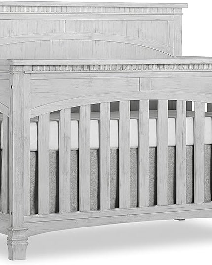 Evolur Santa Fe 5-in-1 Convertible Crib in Antique Mist, Greenguard Gold Certified, Features 3 Mattress Heights, Wooden Nursery and Bedroom Furniture, Baby Crib - LeafyLoom