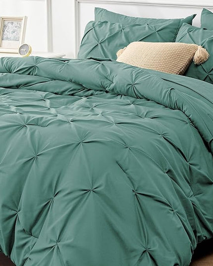 Bedsure Full Size Comforter Sets - Bedding Sets Full 7 Pieces, Bed in a Bag Bed Sets with Comforter, Sheets, Pillowcases & Shams, Adult & Kids Bedding (Graysih Green) - LeafyLoom