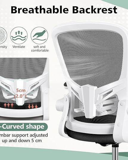 MINLOVE Ergonomic Drafting Office Chair, Tall Office Chair with Flip-up Armrests Executive Ergonomic Computer Standing Desk Chair with Lumbar Support and Adjustable Footrest(White) - LeafyLoom