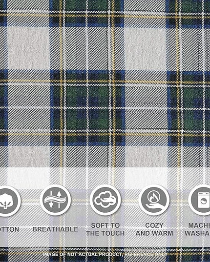 Comfort Spaces Cotton Flannel Breathable Warm Deep Pocket Sheets with Pillow Case Bedding, Full, Scottish Plaid Green, 4 Piece - LeafyLoom