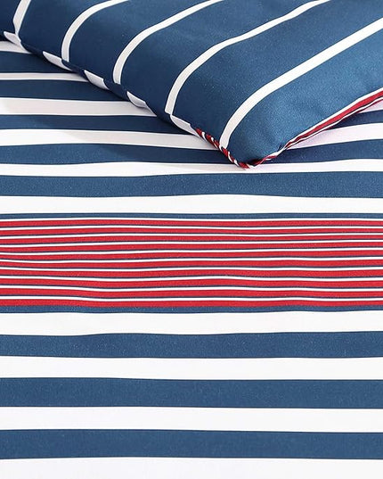 Nautica - Comforter Set, Soft Reversible Bedding with Matching Shams, Striped Home Decor (Kennedy Stripe Navy Blue, King) - LeafyLoom