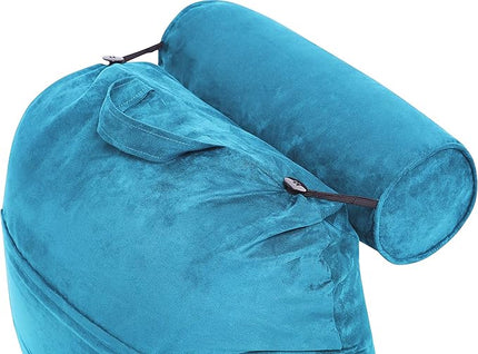 Husband Pillow XXL Cover Aspen Edition Rodeo Blue, Reversible Microfiber to Microsuede, Side & Back Pockets - Handle for Easy Transport - Super Cozy Bed Rest Pillow Cover with Arms - Easy Care - LeafyLoom