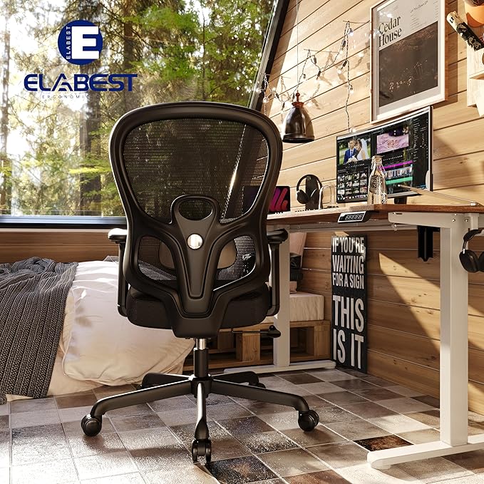 Ergonomic Office Chair,Home Office Chair with Mesh Back,Multi-function Lumbar Support,Built-in Springs Seat,Executive Task Chair with 3-D Big Armrests,Tilt Function,Computer Desk Chair (Black) - LeafyLoom