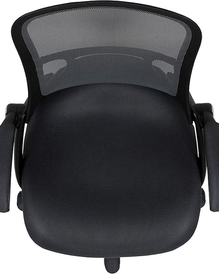 Flash Furniture Porter High-Back Swivel Office Chair with Adjustable Lumbar Support and Seat Height, Ergonomic Mesh Desk Chair with Flip-Up Armrests, Black - LeafyLoom