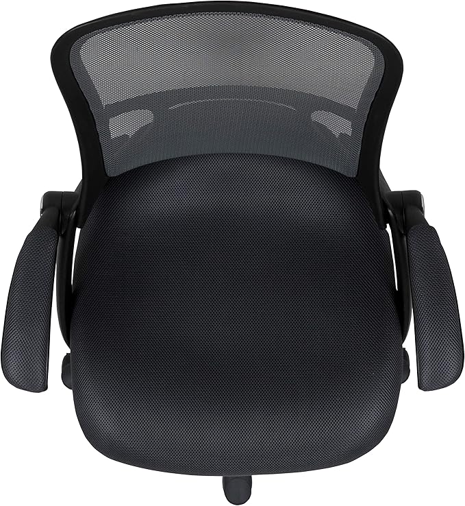 Flash Furniture Porter High-Back Swivel Office Chair with Adjustable Lumbar Support and Seat Height, Ergonomic Mesh Desk Chair with Flip-Up Armrests, Black - LeafyLoom