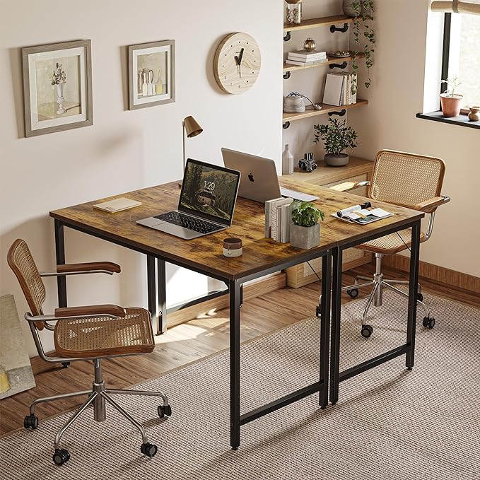 CubiCubi Computer Desk, 40 inch Home Office Writing Study Desk, Small Desk, Modern Simple Style, Basic Desk, Brown - LeafyLoom