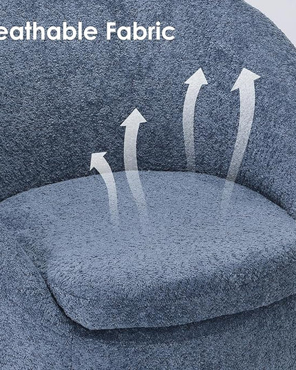 Farini Swivel Accent Chair,Swivel Barrel Chair, Comfy Oversized Round Accent Chair for Living Room Bedroom(Blue) - LeafyLoom