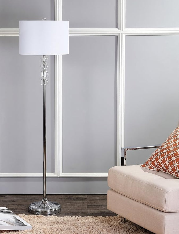 JONATHAN Y JYL2028A Aubrey 59.5" Crystal/Metal LED Floor Lamp Contemporary,Glam,Transitional for Bedrooms, Living Room, Office, Reading, Clear/Chrome - LeafyLoom