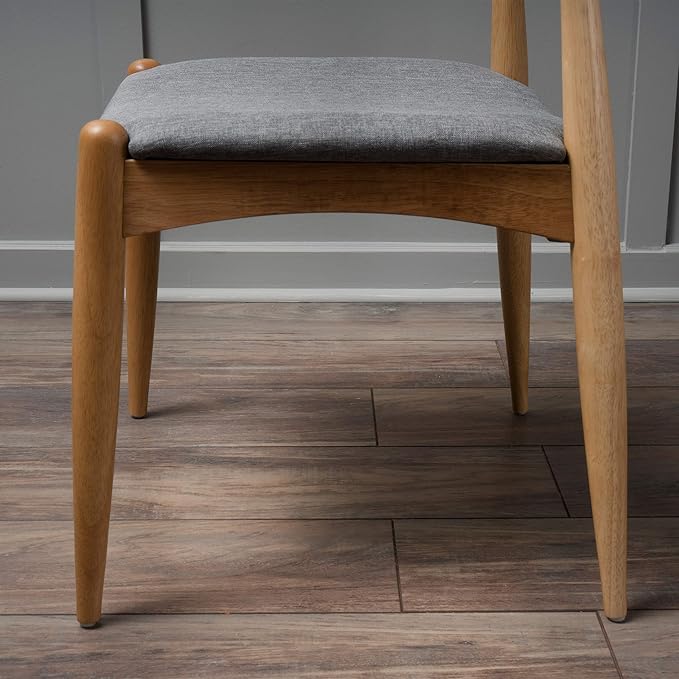 Christopher Knight Home Francie Fabric with Oak Finish Dining Chairs, 2-Pcs Set, Grey / Oak - LeafyLoom