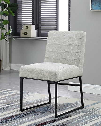 HomePop Channeled Metal Dining Chair - Sustainable Gray Woven (Single Pack) - LeafyLoom