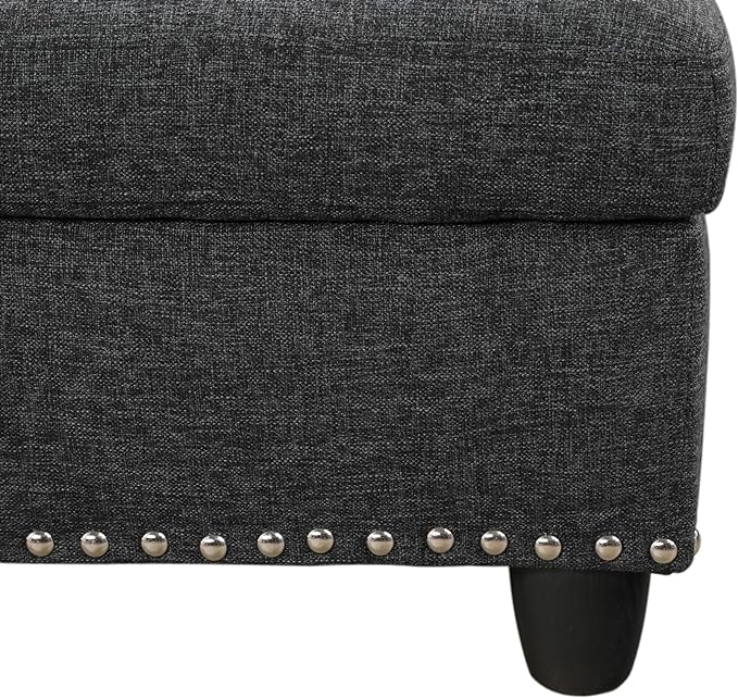 L Shape Modular Sectional Sofa with Cup Holders and Storage Ottoman,5-Seater Tufting Upholstered Corner Couch for Living Room,Apartment,Home Furniture Sets,Charcoal grey Left Chaise,98 Inch - LeafyLoom