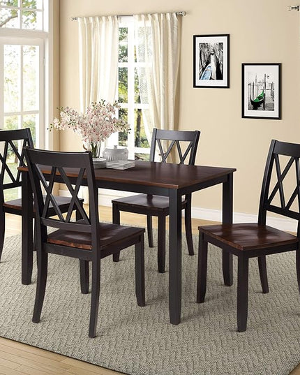 NicBex Dining Room Table Set for 4 Kitchen Table and Chairs Dining Table Set Home Kitchen Table and Chairs Wood Dining Set for Kitchen, Dining Room, Dinette, Breakfast Nook, Black - LeafyLoom