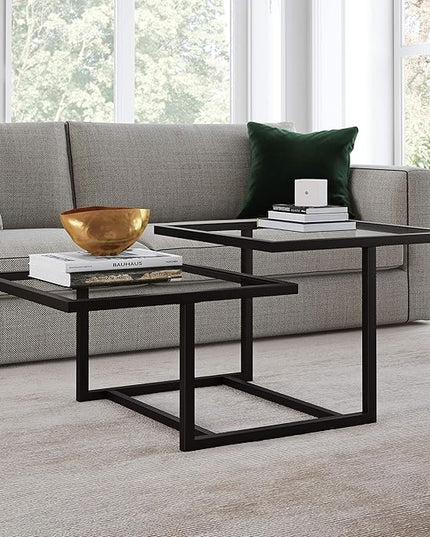 Henn&Hart 43" Wide Square Coffee Table in Blackened Bronze, Modern coffee tables for living room, studio apartment essentials - LeafyLoom