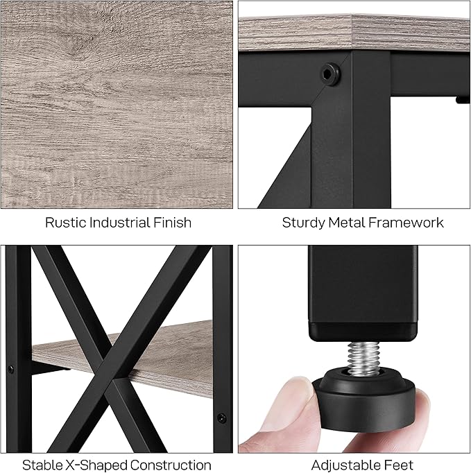 Yaheetech TV Stand for 70 Inch TVs, Industrial Media Entertainment Center with 3-Tier Storage Shelves, 63" TV Console with Metal Frame for Living Room, Gray - LeafyLoom