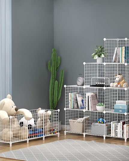 HOMIDEC Wire Cube Storage, Storage Shelves 4 Cube Bookshelf Bookcase Closet Organizer and Storage, Wire Storage Shelves Multi-Use DIY Storage Cube Shelf for Books, Toys, Clothes, Tools - LeafyLoom
