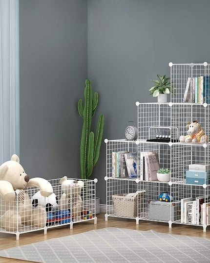 HOMIDEC Wire Cube Storage, Storage Shelves 6 Cube Bookshelf Bookcase Closet Organizer and Storage, Wire Storage Shelves Multi-Use DIY Storage Cube Shelf for Books, Toys, Clothes, Tools - LeafyLoom