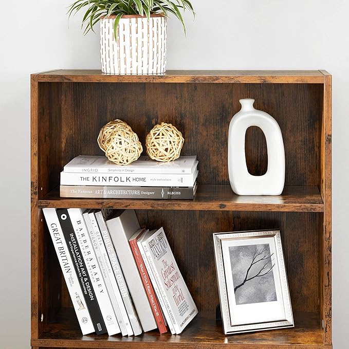 VASAGLE Bookshelf, 23.6 Inches Wide, 4-Tier Open Bookcase with Adjustable Storage Shelves, Floor Standing Unit, Rustic Brown ULBC164X01 - LeafyLoom