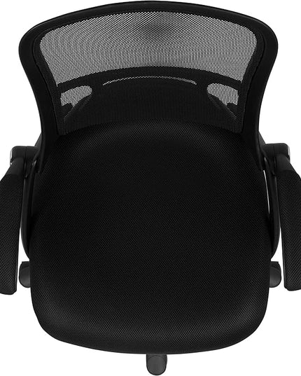 Flash Furniture Porter High Back Black Mesh Ergonomic Swivel Office Chair with Black Frame and Flip-up Arms - LeafyLoom