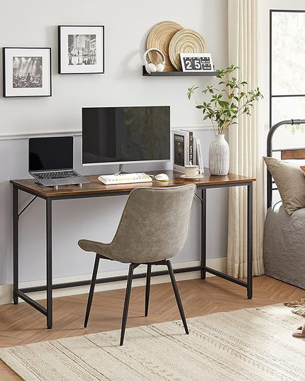VASAGLE Computer Desk, Gaming Desk, Home Office Desk, for Small Spaces, 23.6 x 55.1 x 29.5 Inches, Industrial Style, Metal Frame, Rustic Brown and Black ULWD043B01 - LeafyLoom