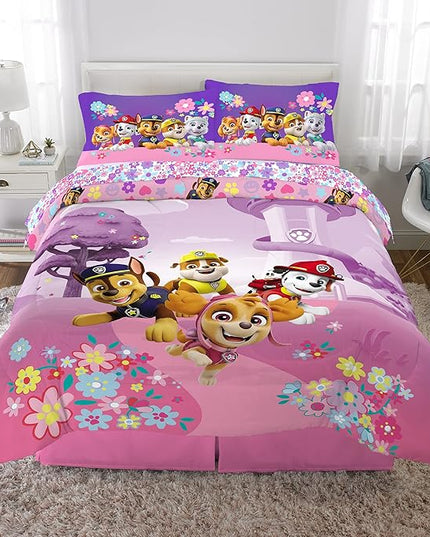 Franco Kids Bedding Super Soft Comforter and Sheet Set, 5 Piece Full Size, Paw Patrol Girls - LeafyLoom