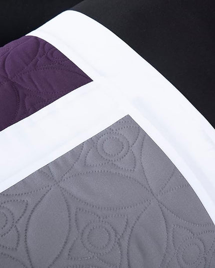 Chezmoi Collection Upland 7-Piece Quilted Patchwork Comforter Set, Purple/Black/Gray, Queen - LeafyLoom