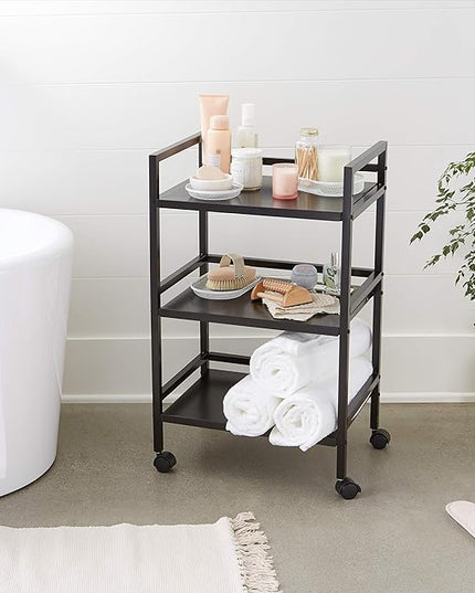 Amazon Basics 3-Tier Metal Rolling Cart, Black - LeafyLoom