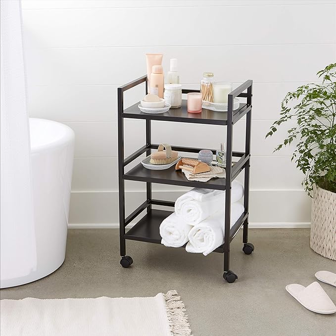 Amazon Basics 3-Tier Metal Rolling Cart, Black - LeafyLoom