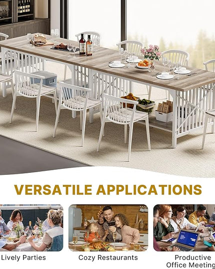 DWVO 70.8" Large Kitchen Dining Table for 6-8 People, Farmhouse Industrial Kitchen Table with Storage, Rectangle Apartment Rustic Dinning Room Dinette Tables for Eating Dinner - LeafyLoom