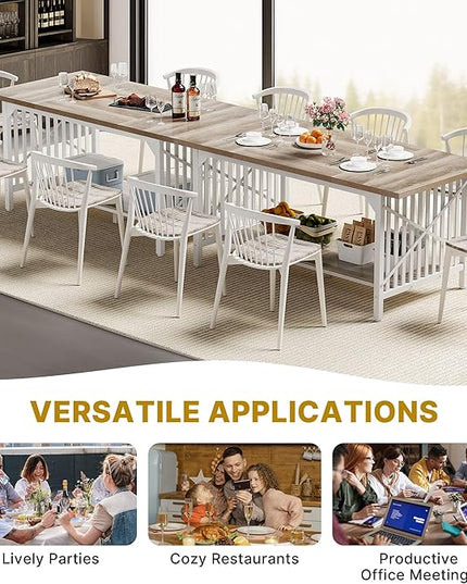 DWVO 70.8" Large Kitchen Dining Table for 6-8 People, Farmhouse Industrial Kitchen Table with Storage, Rectangle Apartment Rustic Dinning Room Dinette Tables for Eating Dinner - LeafyLoom