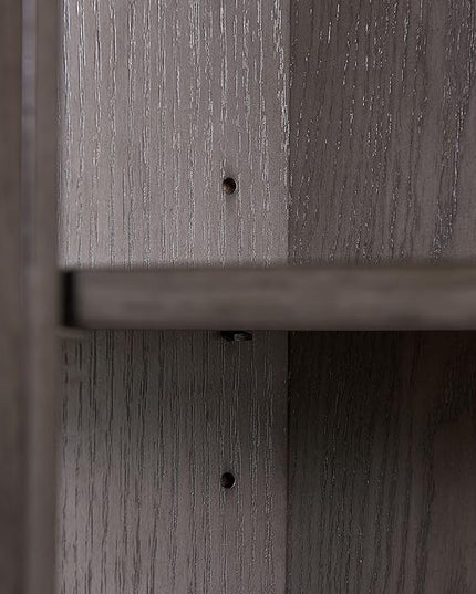 Leick Home 84263 Mantel Height 3-Shelf Corner Bookcase with Drawer Storage, Gray Oak - LeafyLoom