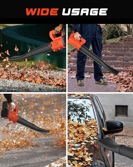 MJF Cordless Leaf Blower, 150MPH, 350CFM, 20V Brushless Motor, 2x2000mAh Batteries and Fast Charger, Lightweight, Electric Blower for Lawn Care, Yard Cleaning - LeafyLoom